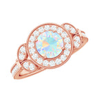 1.5 CT Ethiopian Opal Vintage Engagement Ring with Diamond Ethiopian Opal - ( AAA ) - Quality - Rosec Jewels