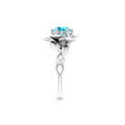 2 CT Swiss Blue Topaz Floral Engagement Ring with Diamond Accent Swiss Blue Topaz - ( AAA ) - Quality - Rosec Jewels