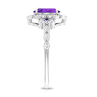 Solitaire Amethyst Engagement Ring with Diamond Accent Amethyst - ( AAA ) - Quality - Rosec Jewels