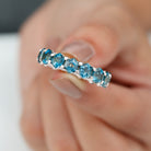 Hexagon Cut London Blue Topaz Eternity Ring London Blue Topaz - ( AAA ) - Quality - Rosec Jewels