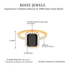 Emerald Cut Black Onyx Halo Engagement Ring with Diamond Black Onyx - ( AAA ) - Quality - Rosec Jewels