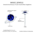 Certified Created Sapphire Halo Engagement Ring With Moissanite Lab Created Blue Sapphire - ( AAAA ) - Quality - Rosec Jewels