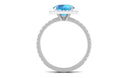 Real Swiss Blue Topaz Halo Engagement Ring with Diamond Swiss Blue Topaz - ( AAA ) - Quality - Rosec Jewels