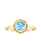 Bezel Set Round Aquamarine Solitaire Promise Ring Aquamarine - ( AAA ) - Quality - Rosec Jewels