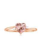 Morganite Heart Engagement Ring with Diamond Morganite - ( AAA ) - Quality - Rosec Jewels