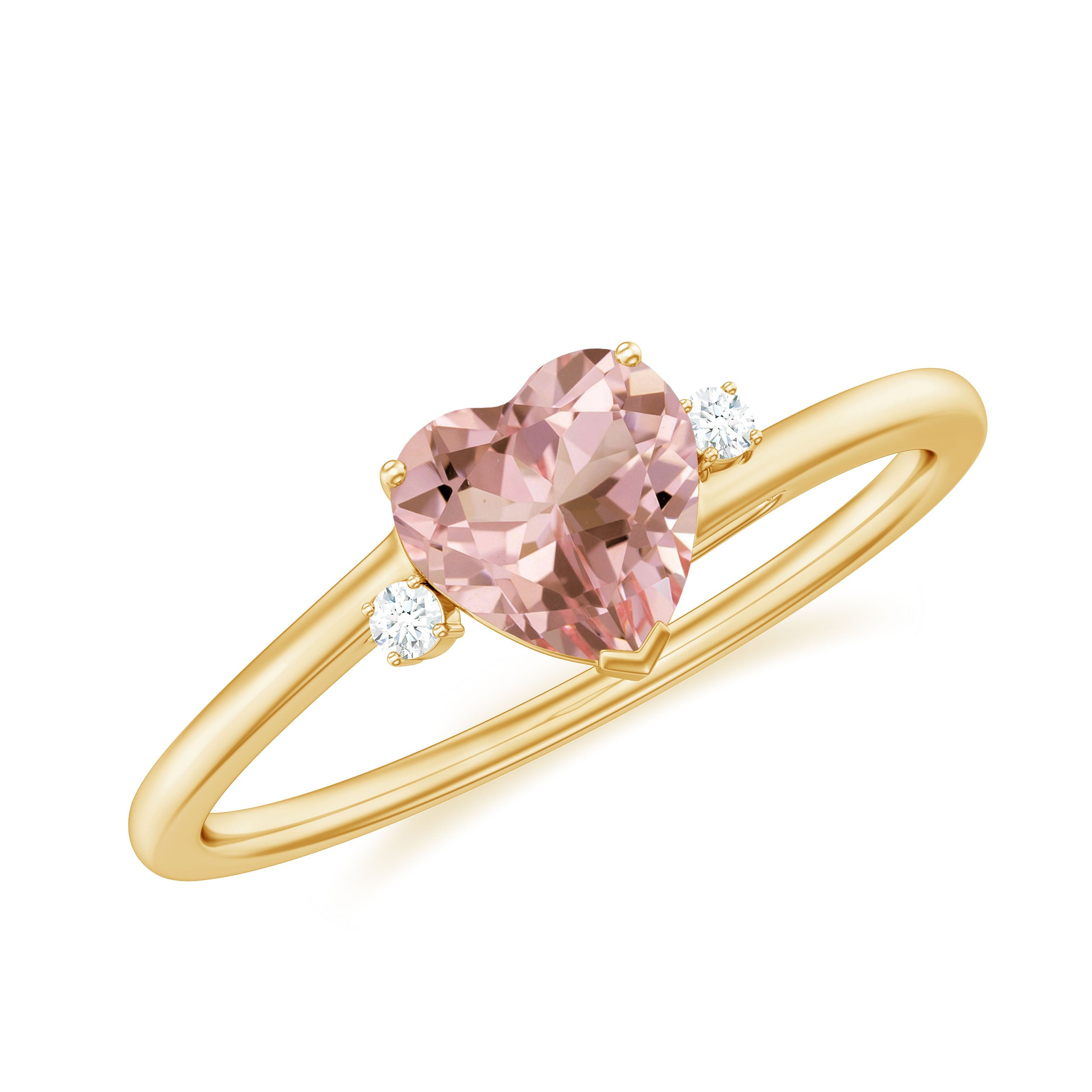 Morganite Heart Engagement Ring with Diamond Morganite - ( AAA ) - Quality - Rosec Jewels