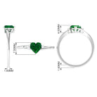 Heart Shape Created Emerald Solitaire Promise Ring with Diamond Lab Created Emerald - ( AAAA ) - Quality - Rosec Jewels