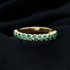 Classic Half Eternity Band Ring with Round Emerald Emerald - ( AAA ) - Quality - Rosec Jewels