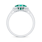 Princess Cut Created Emerald Engagement Ring with Diamond Accent Lab Created Emerald - ( AAAA ) - Quality - Rosec Jewels