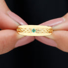 Natural Emerald Designer Band Ring Emerald - ( AAA ) - Quality - Rosec Jewels