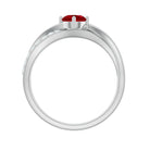 Created Ruby Solitaire Ring with Diamond Accent Lab Created Ruby - ( AAAA ) - Quality - Rosec Jewels