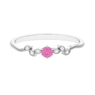 Pink Sapphire and Moissanite Leaf Promise Ring with Beaded Detailing Pink Sapphire - ( AAAA ) - Quality 92.5 Sterling Silver 6.5 - Rosec Jewels