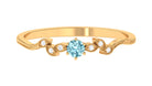 Aquamarine and Diamond Leaf Branch Promise Ring Aquamarine - ( AAA ) - Quality - Rosec Jewels