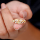 Criss Cross Shank Citrine and Diamond Halo Engagement Ring Citrine - ( AAA ) - Quality - Rosec Jewels