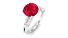 Solitaire Created Ruby and Diamond Crisscross Engagement Ring Lab Created Ruby - ( AAAA ) - Quality - Rosec Jewels