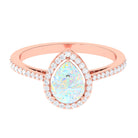 Pear Cut Ethiopian Opal and Diamond Halo Engagement Ring Ethiopian Opal - ( AAA ) - Quality - Rosec Jewels