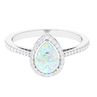 Pear Cut Ethiopian Opal and Diamond Halo Engagement Ring Ethiopian Opal - ( AAA ) - Quality - Rosec Jewels