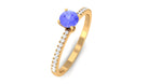 Tanzanite Solitaire Ring with Diamond Side Stones Tanzanite - ( AAA ) - Quality - Rosec Jewels