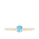 Natural Aquamarine Solitaire Ring with Diamond Side Stones Aquamarine - ( AAA ) - Quality - Rosec Jewels