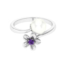 Freshwater Pearl and Amethyst Floral Toi Et Moi Ring Amethyst - ( AAA ) - Quality - Rosec Jewels