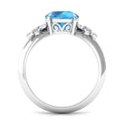 2 CT Round Swiss Blue Topaz Solitaire Flower Engagement Ring with Diamond Swiss Blue Topaz - ( AAA ) - Quality - Rosec Jewels