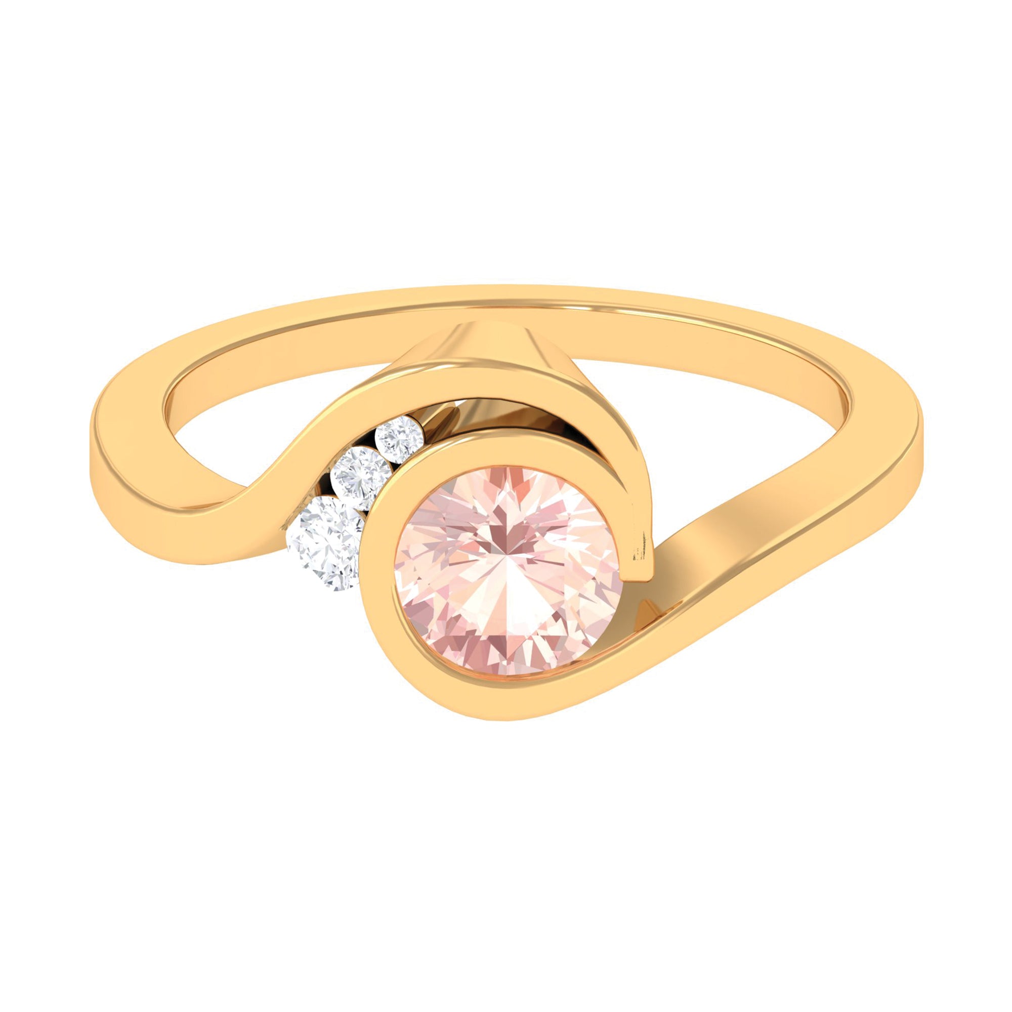 Morganite Solitaire Bypass Engagement Ring Morganite - ( AAA ) - Quality - Rosec Jewels