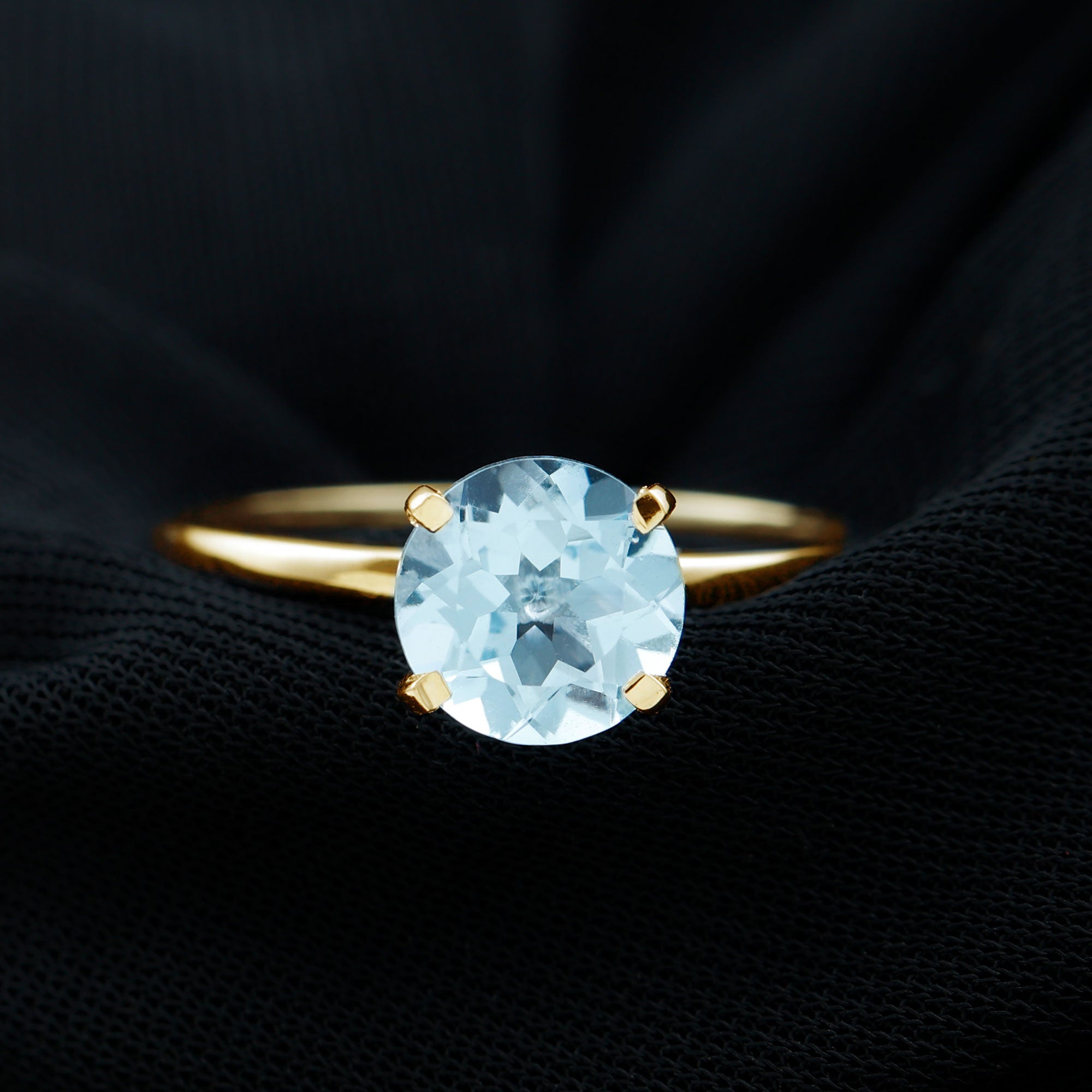 Simple Round Sky Blue Topaz Solitaire Ring Sky Blue Topaz - ( AAA ) - Quality - Rosec Jewels