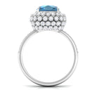 Cushion Cut London Blue Topaz Statement Engagement Ring with Moissanite London Blue Topaz - ( AAA ) - Quality - Rosec Jewels