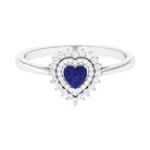 Blue Sapphire Heart and Diamond Double Halo Engagement Ring Blue Sapphire - ( AAA ) - Quality - Rosec Jewels