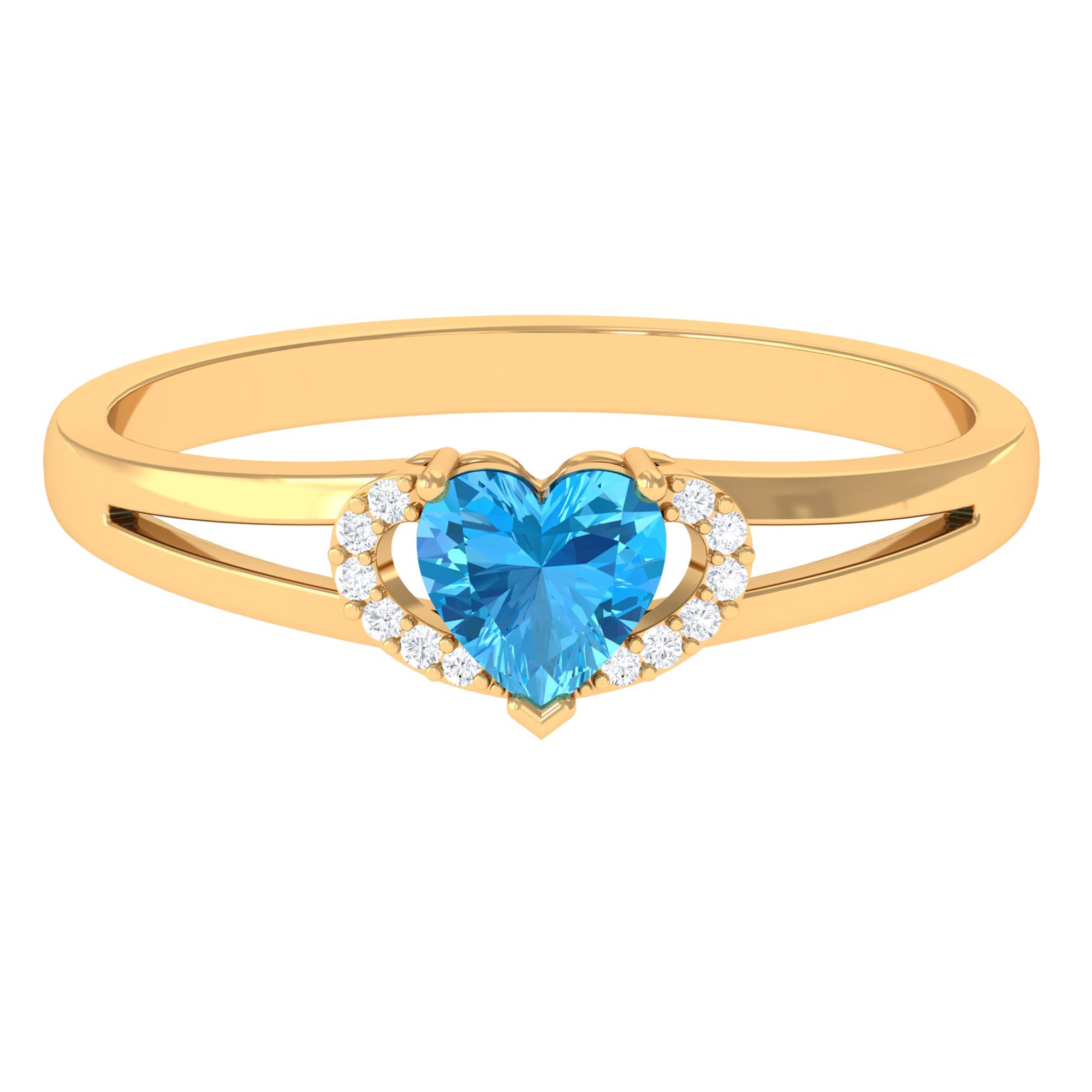 Swiss Blue Topaz Promise Ring With Diamond Swiss Blue Topaz - ( AAA ) - Quality - Rosec Jewels