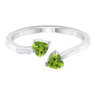 Heart Peridot Promise Ring with Diamond Peridot - ( AAA ) - Quality - Rosec Jewels