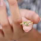 Heart Peridot Promise Ring with Diamond Peridot - ( AAA ) - Quality - Rosec Jewels