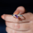 Heart Shape Amethyst and Diamond Two Stone Wrap Ring Amethyst - ( AAA ) - Quality - Rosec Jewels