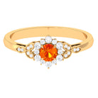 Orange Sapphire Flower Engagement Ring with Diamond Halo Orange Sapphire - ( AAA ) - Quality - Rosec Jewels