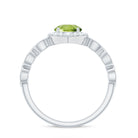 1.25 CT Peridot Vintage Engagement Ring with Diamond Accent Peridot - ( AAA ) - Quality - Rosec Jewels