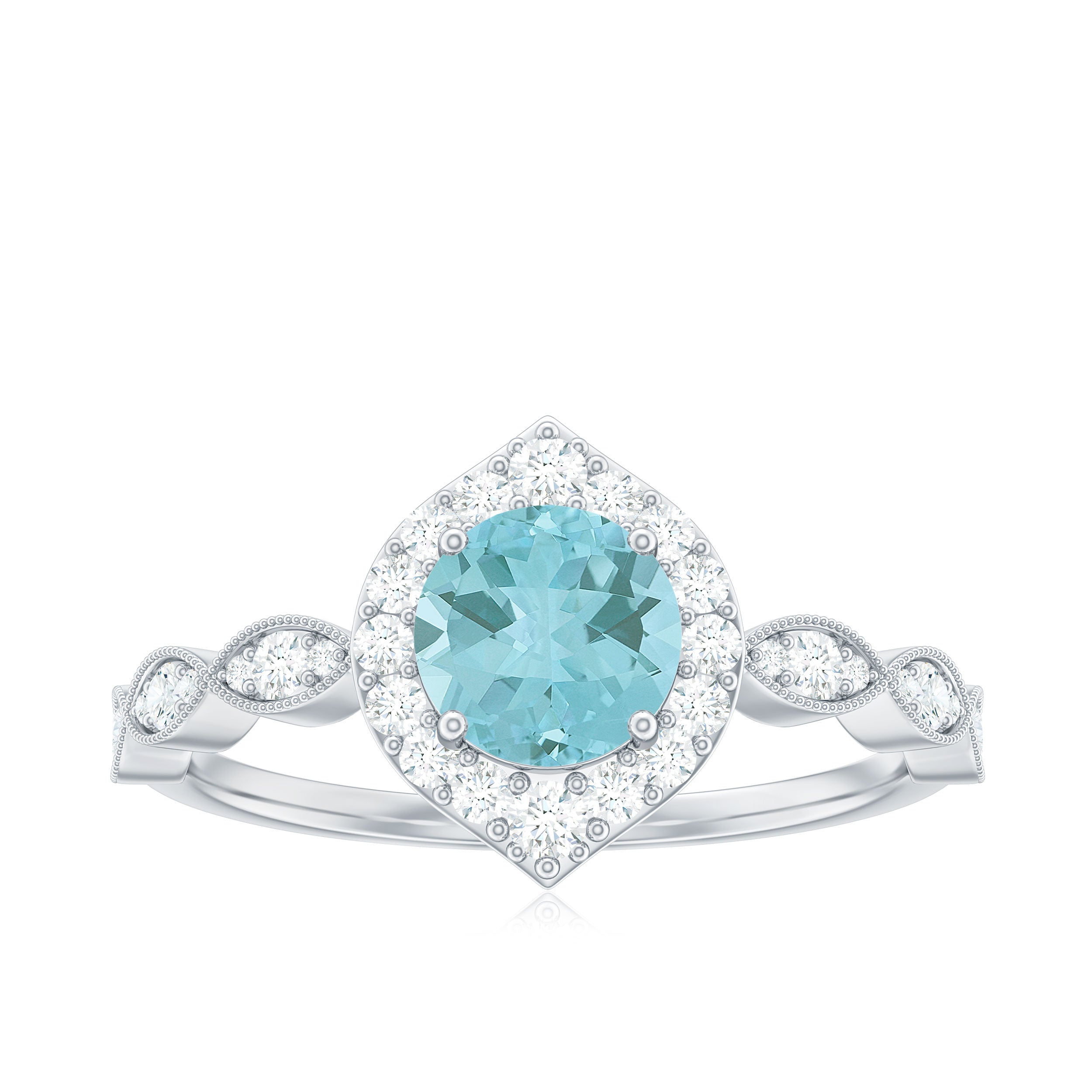 1.75 CT Sky Blue Topaz Vintage Engagement Ring with Diamond Accent Sky Blue Topaz - ( AAA ) - Quality - Rosec Jewels