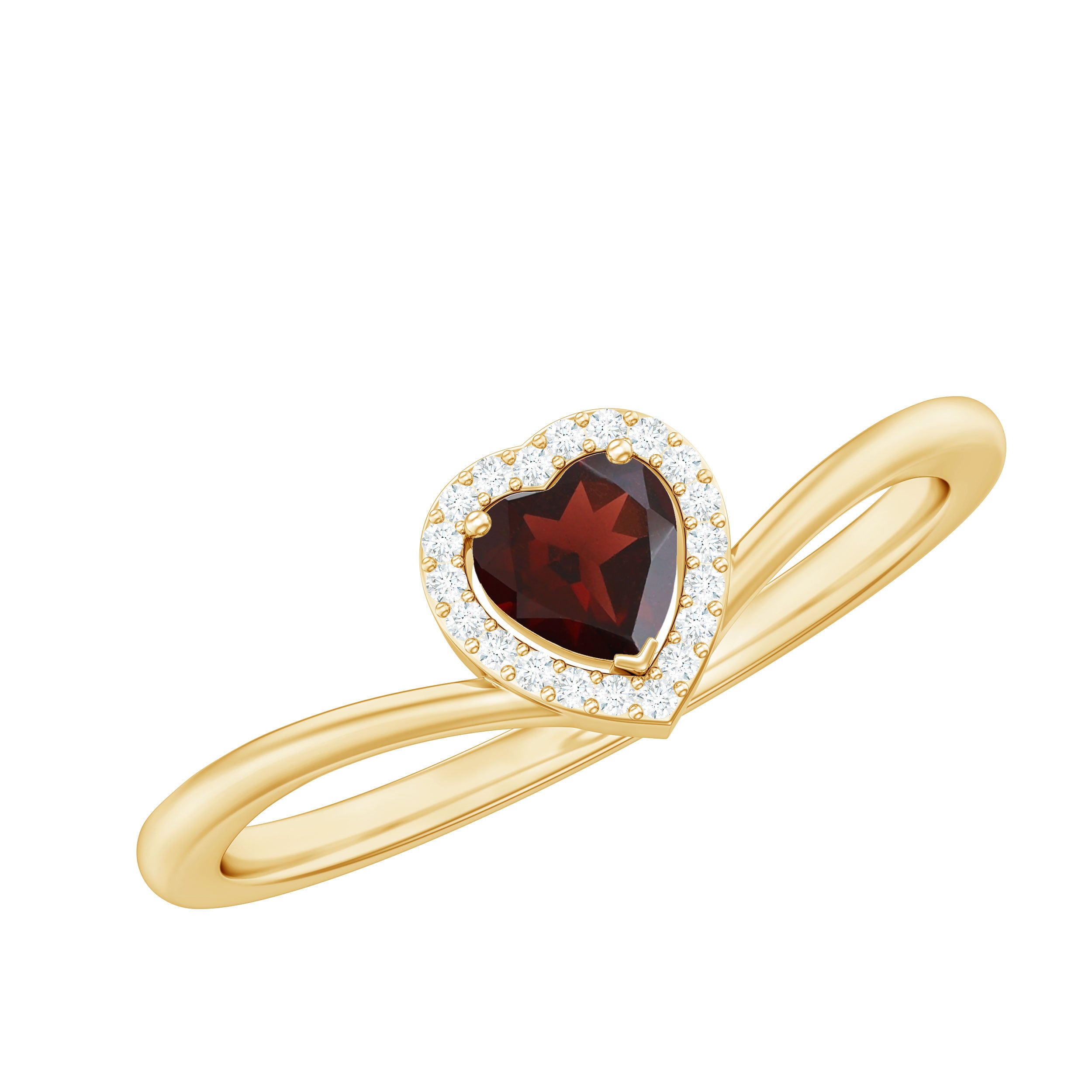 Herat Shape Garnet Promise Ring with Diamond Garnet - ( AAA ) - Quality - Rosec Jewels