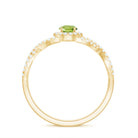 Peridot and Diamond Criss Cross Engagement Ring Peridot - ( AAA ) - Quality - Rosec Jewels