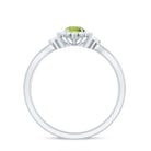 Peridot and Diamond Flower Engagement Ring with Split Shank Peridot - ( AAA ) - Quality - Rosec Jewels