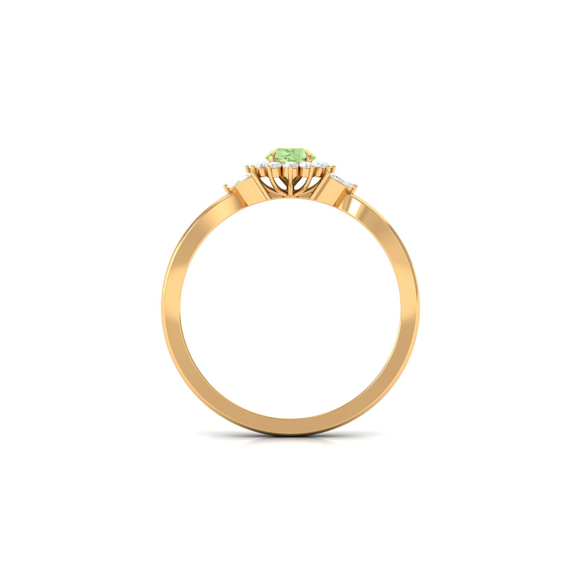 Green Sapphire and Diamond Flower Engagement Ring with Split Shank Green Sapphire - ( AAA ) - Quality - Rosec Jewels