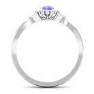 Split Shank Tanzanite Flower Engagement Ring with Diamond Tanzanite - ( AAA ) - Quality - Rosec Jewels