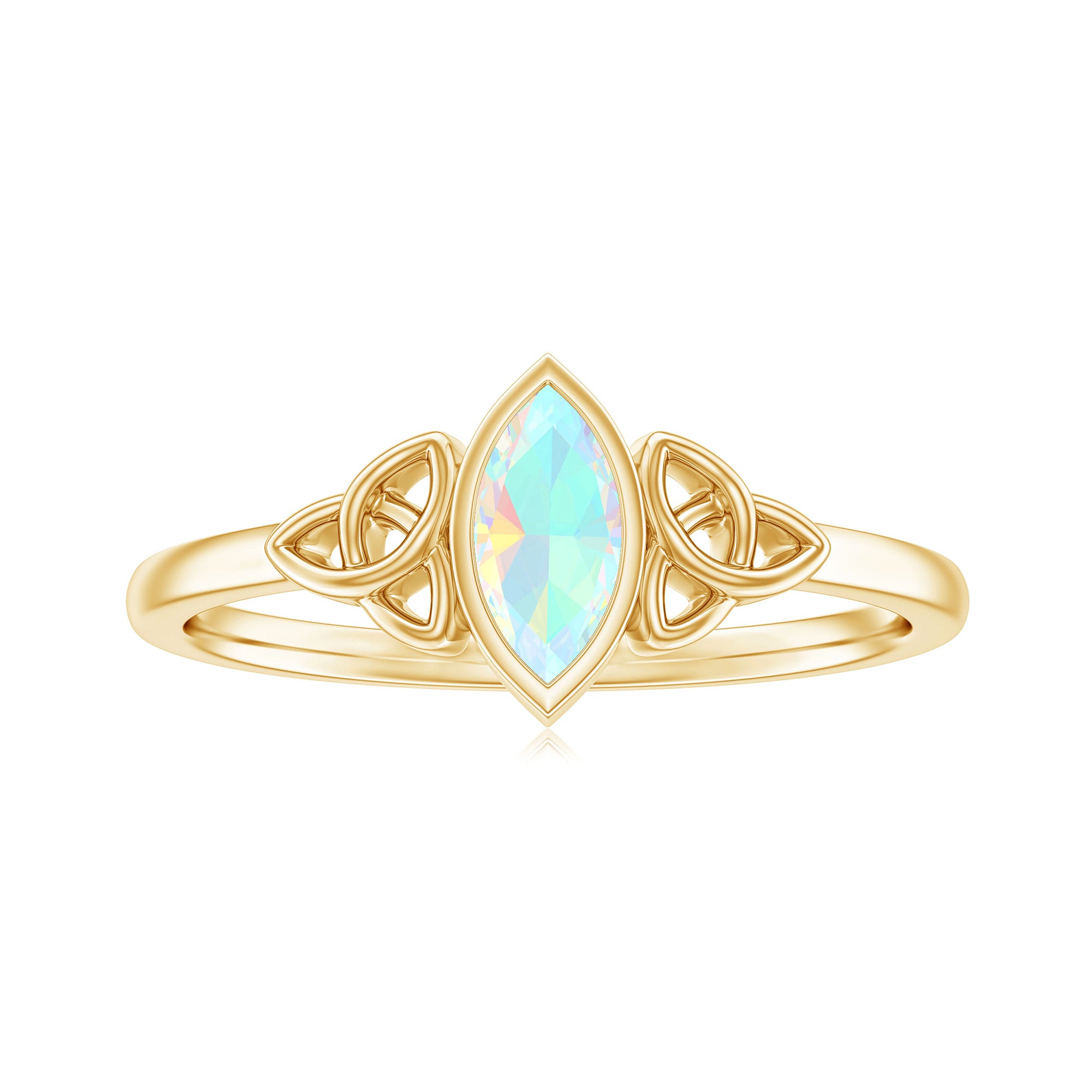 1/2 CT Marquise Cut Ethiopian Opal Solitaire Ring with Celtic Details Ethiopian Opal - ( AAA ) - Quality - Rosec Jewels