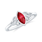 Marquise Cut Created Ruby Solitaire Celtic Knot Ring Lab Created Ruby - ( AAAA ) - Quality - Rosec Jewels