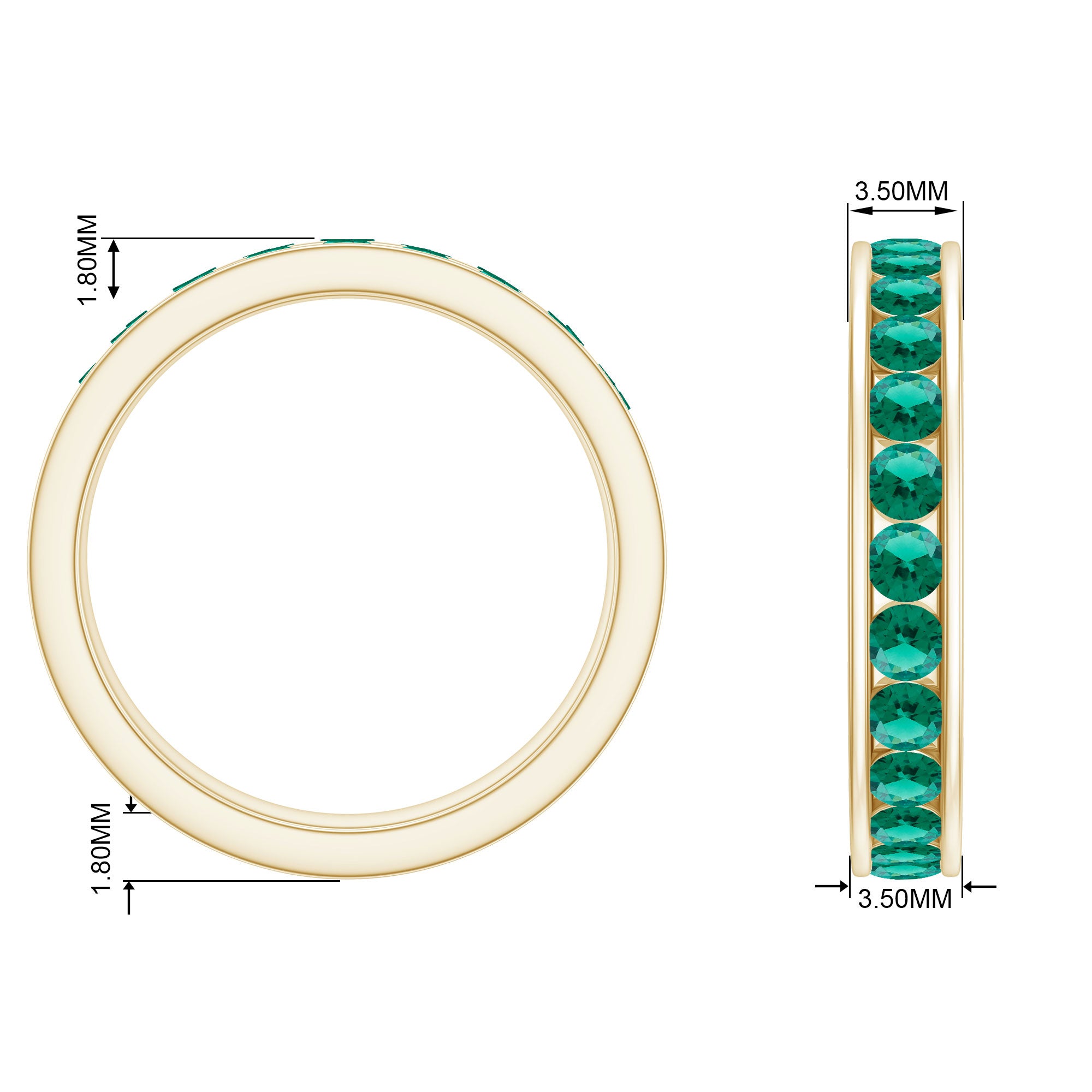 Round Created Emerald Full Eternity Ring in Channel Setting Lab Created Emerald - ( AAAA ) - Quality - Rosec Jewels