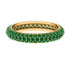 Certified Created Emerald Three Row Eternity Band in Gold Lab Created Emerald - ( AAAA ) - Quality - Rosec Jewels