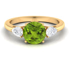 Round Cut Peridot Engagement Ring with Pear Cut Moissanite Side Stones Peridot - ( AAA ) - Quality - Rosec Jewels