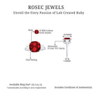 Cushion Created Ruby Solitaire Engagement Ring with Princess Cut Moissanite Lab Created Ruby - ( AAAA ) - Quality - Rosec Jewels