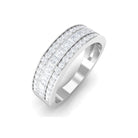 3 Row Certified Moissanite Wide Eternity Band Ring Moissanite - ( D-VS1 ) - Color and Clarity - Rosec Jewels