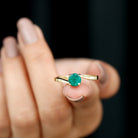 Round Natural Emerald Solitaire Bypass Ring Emerald - ( AAA ) - Quality - Rosec Jewels