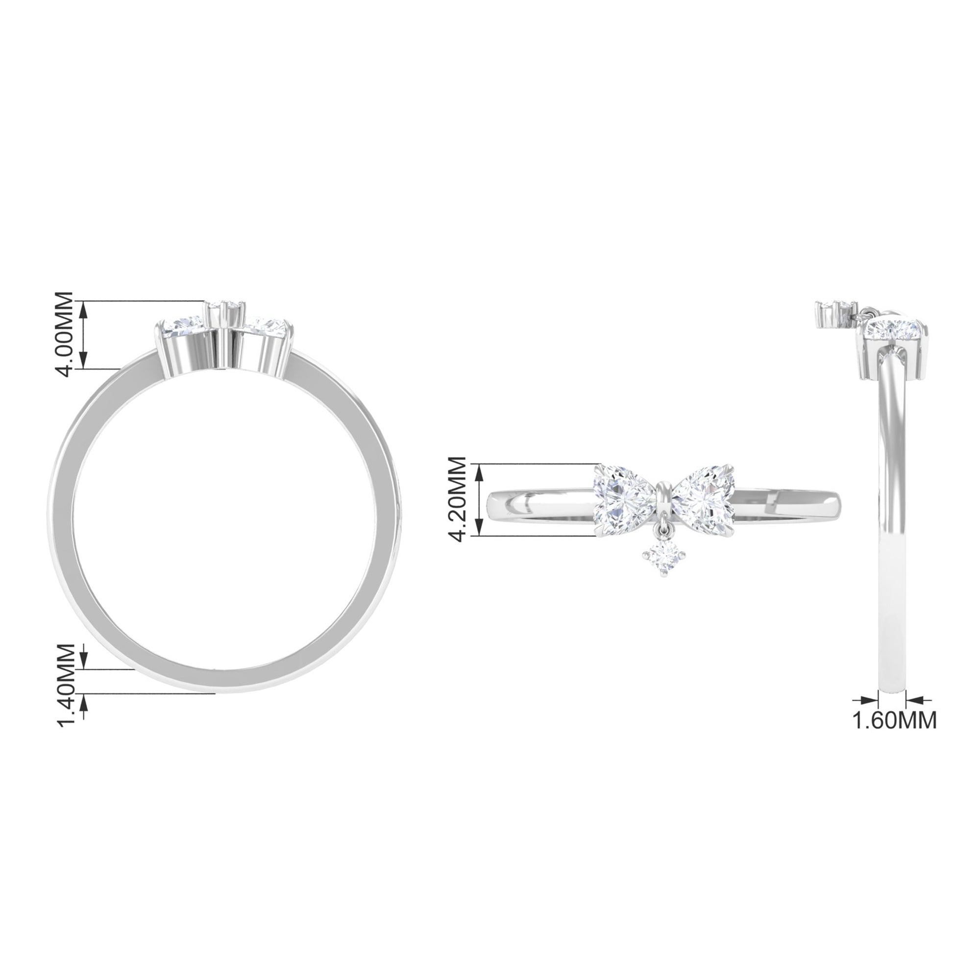 1/2 CT Moissanite Infinity Heart Ring in Gold Moissanite - ( D-VS1 ) - Color and Clarity - Rosec Jewels